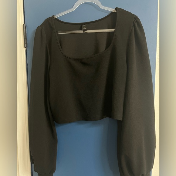 Black long sleeve half Blouse (4XL) - Picture 1 of 4